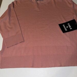 Cable and gauge large light/dusty Pink Knit business casual 3/4 sleeve  NWT Samp